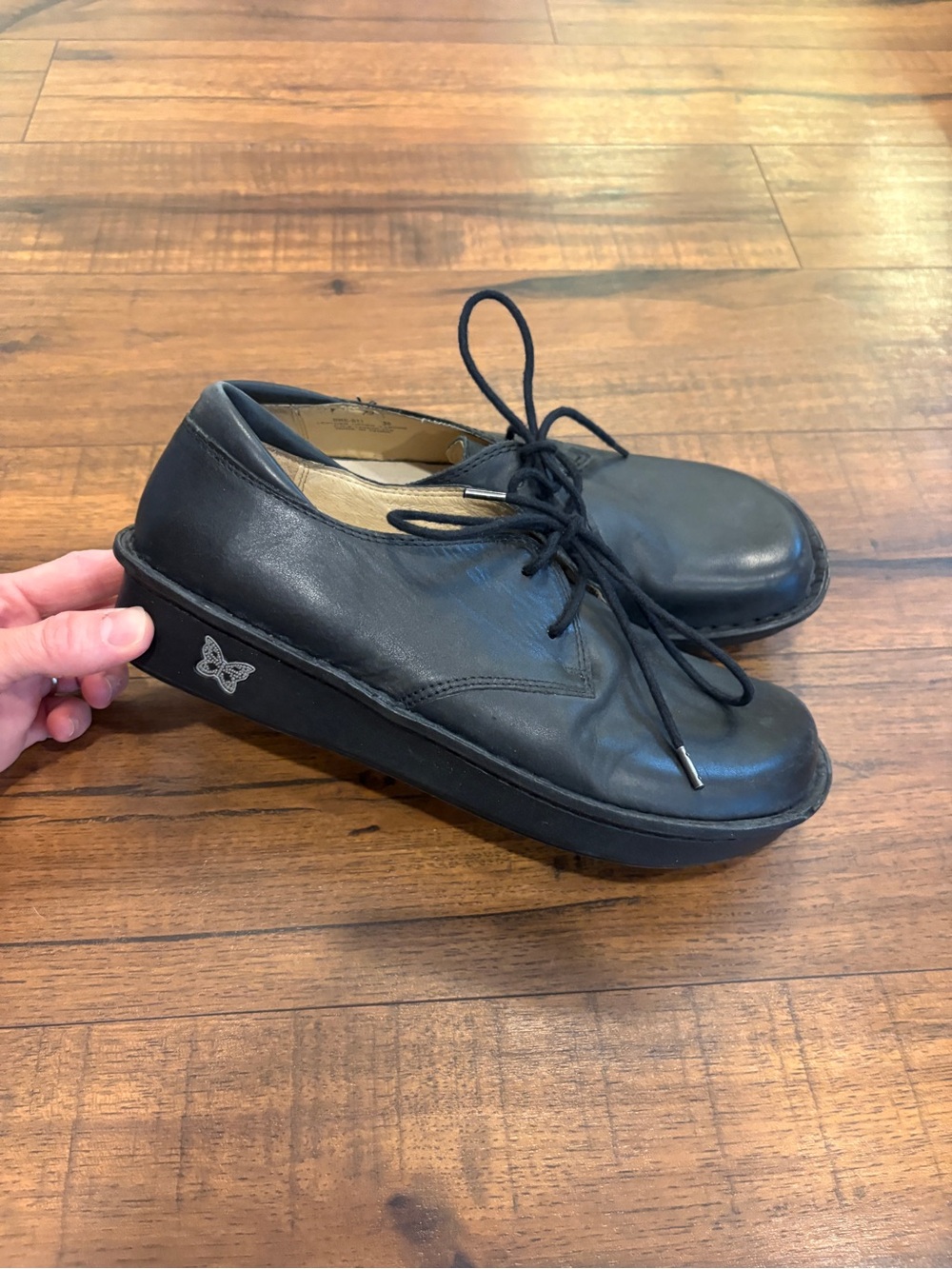 ALEGRIA PG LITE OXFORD Sz 38 / 8 BRE-611 BLACK BLUE LEATHER COMFORT WOMENS Shoes